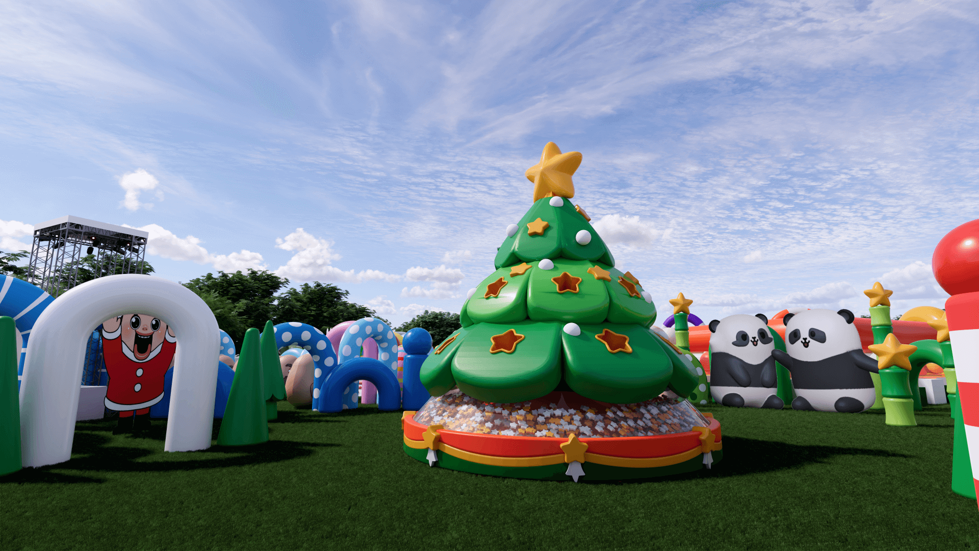 Colorful inflatable park