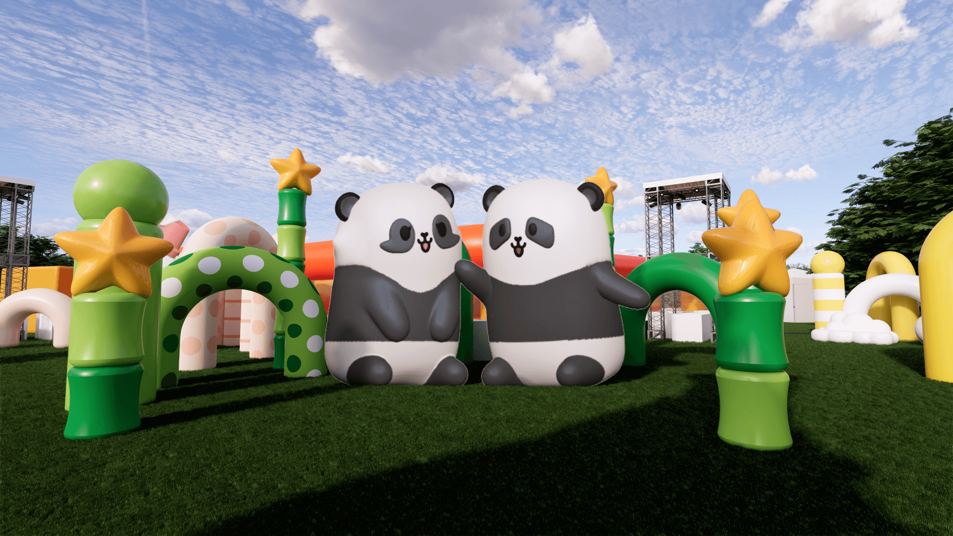 Colorful inflatable park